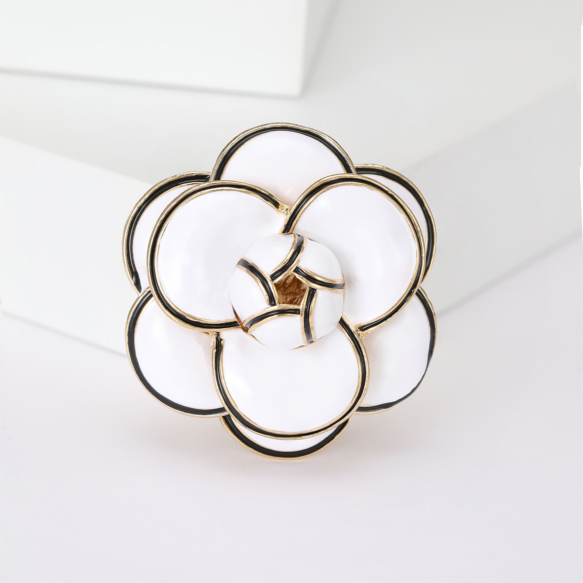 Korean Style Alloy Enamel Camellia Brooch Elegant Coat Accessory_voghion.com