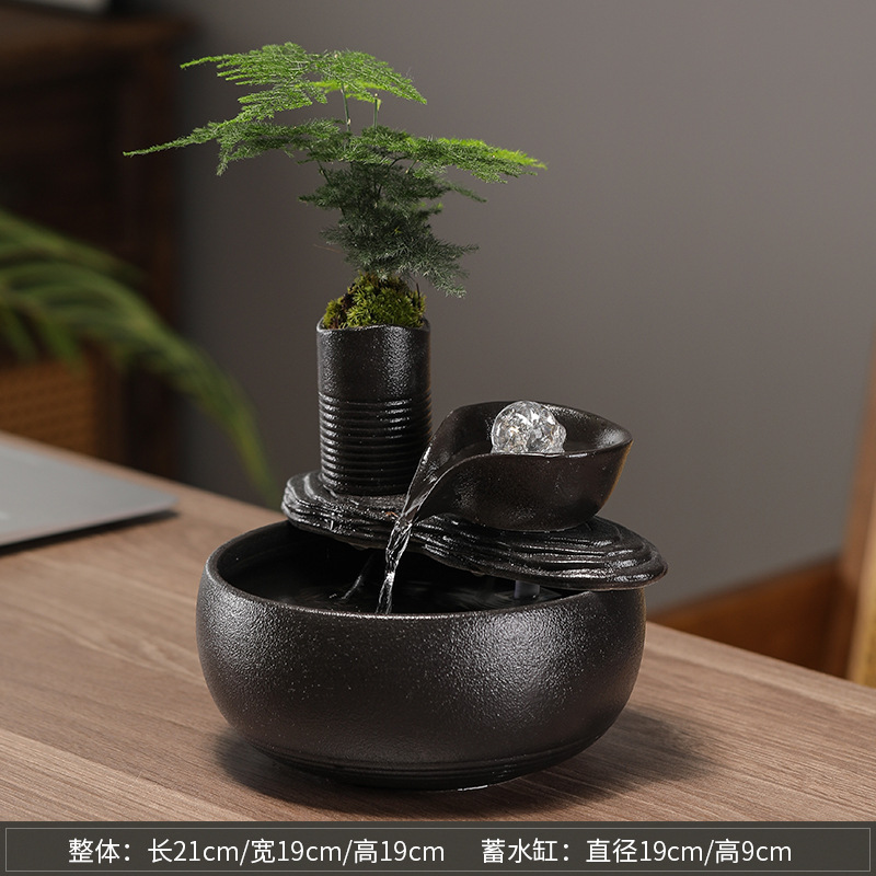 流水創意噴水輪球生財置物循環水小型オフィスデスクトップ茶卓プレゼント|undefined
