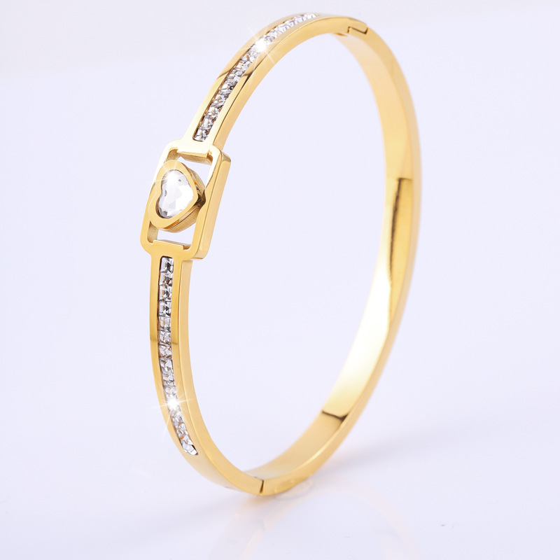 Brazalete de acero de titanio lujoso ligero amor de tendencia brazalete de zircón universal mujer explosión transfronteriza nicho pulsera de alto nivel image 7