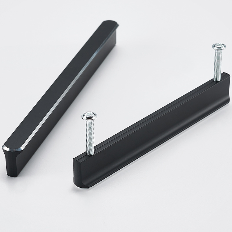 Estilo americano alargado moderno minimalista armario gabinete cajón puerta Negro Nórdico pequeña puerta manija negra