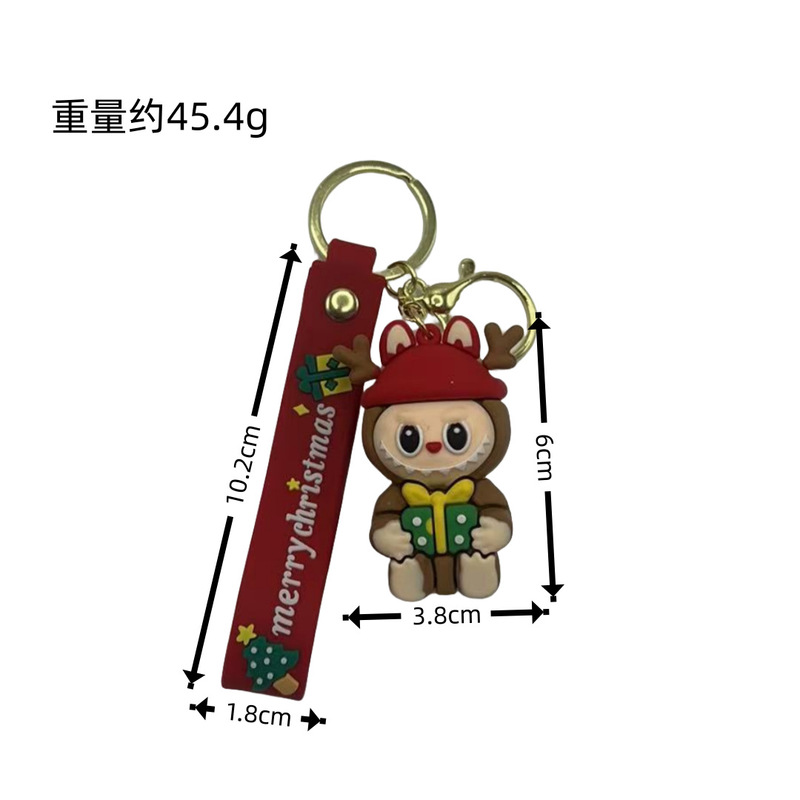 拉布布钥匙扣挂件圣诞节拉布布盲盒公仔卡通软胶labubu汽车钥匙链|undefined