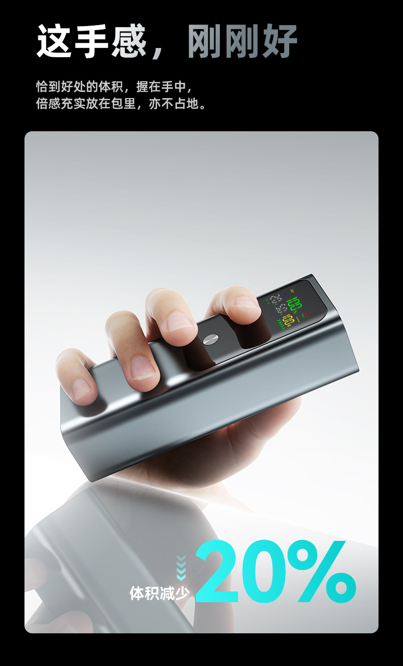 100w schnelles Aufladen, tragbarer Tablet-Mobilgeräte-Stromversorgung großkapazitive Powerbank-Set mit IPS-Bildschirm unterstützt hochauflösendes digitales Display