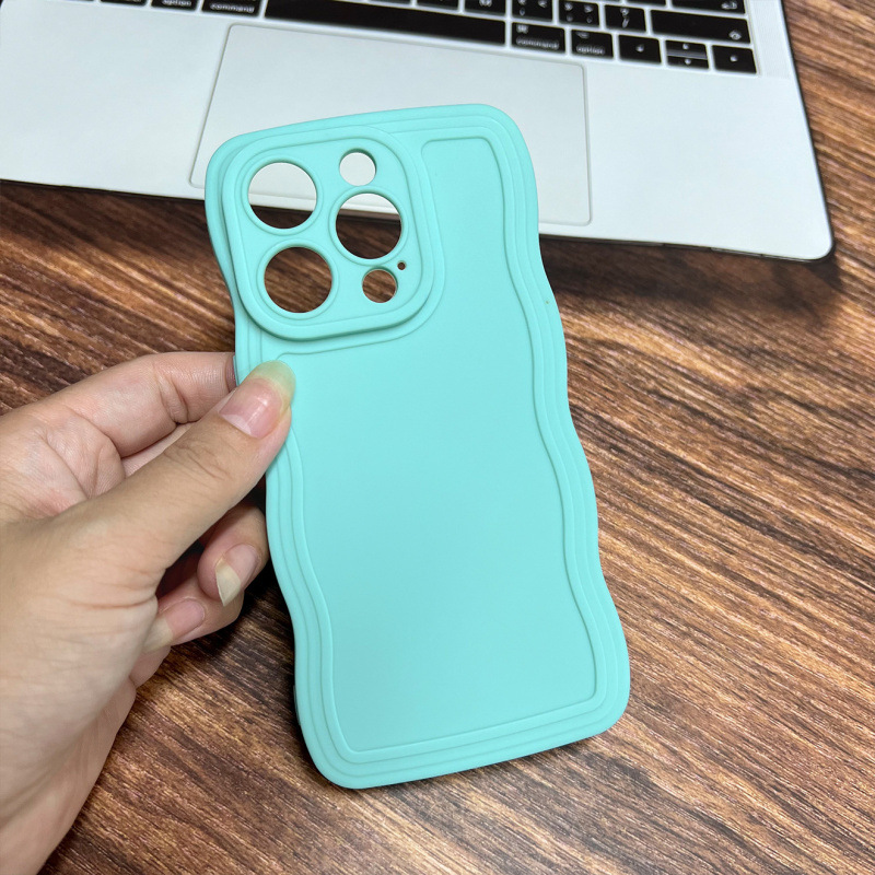 适用iphone16手机壳网苹果17红实色大波浪纯色tpu素材13/14保护套|undefined