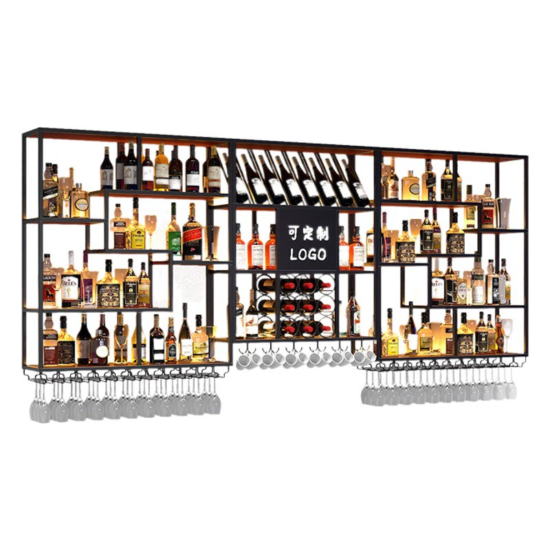 Популярный винный бар винный шкаф настенный Винный Стеллаж прозрачный бар промышленный стиль винный шкаф стеллаж свет роскошный стеллаж для хранения