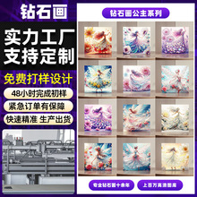 跨境原创 奇幻公主5D钻石贴画diy手工带框钻石画30×30水晶点钻画