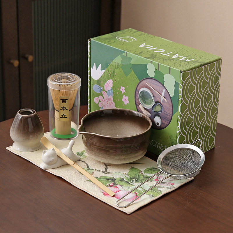 Japonés Matcha tazón Matcha túnica canción té herramientas de pedido taza de té de cerámica taza de té mezclador Matcha cepillo taza de té