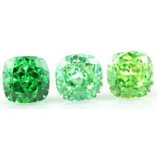 Fat Square Green Synthetic Cubic Zirconia Pillow-Shaped Ice Flower Cut Green Zirconium Ring Main Stone Green Loose Diamond Jewelry