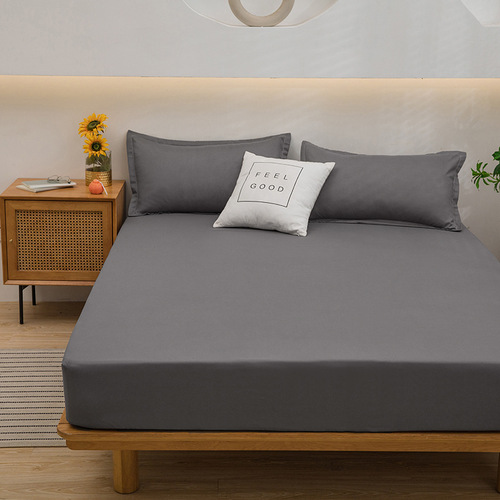 Single Piece Japanese Style Solid Color Aloe Cotton Dustproof Bed Sheet Full Cover Mattress Protector Non-Slip Mattress Cover