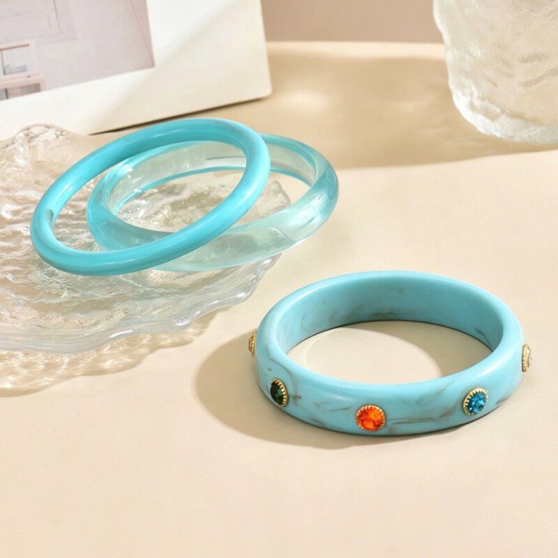 European and American Fashion Resin Bracelet Set, Stylish and Versatile, Exaggerated High-End Feel, Unique Design, Niche Hand Jewelry