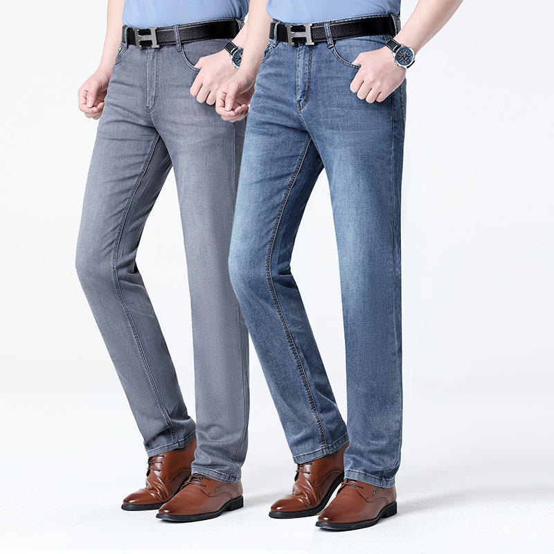 Wholesale Luxury Brand 2025 Spring/Summer Casual Trousers, Thin Cotton Youth Men's Straight Slim-Fit Jeans Trendy