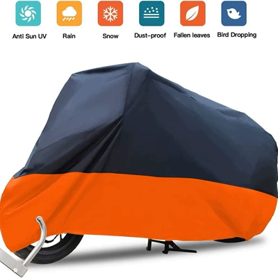 Car clothing Cover 190t Silver-Coated Fabric - s-black-on-top-and-orange-on-bottom