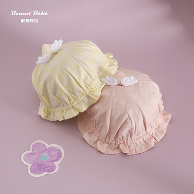 婴儿帽子新款纯棉薄款可爱翅膀天使宝宝套头帽百搭护头新生儿胎帽|ms