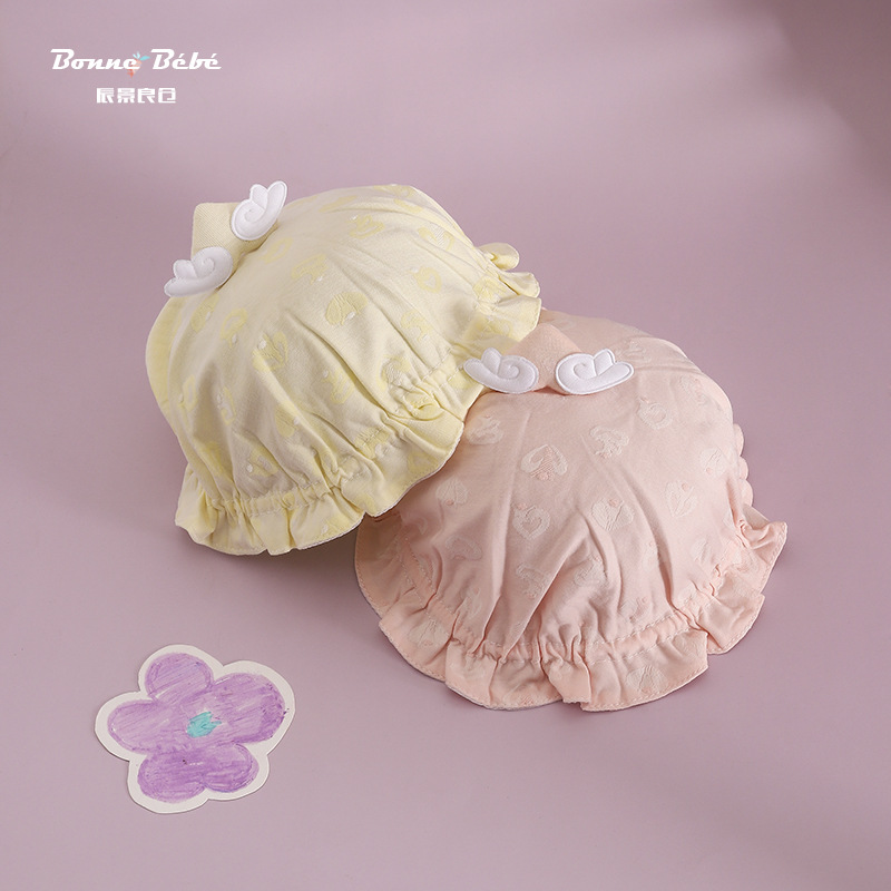 婴儿帽子新款纯棉薄款可爱翅膀天使宝宝套头帽百搭护头新生儿胎帽|ms