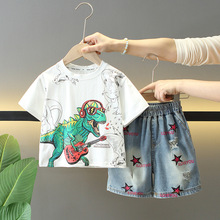 8072男童夏装套装2025新款儿童恐龙短袖两件套帅宝宝夏季薄款衣服