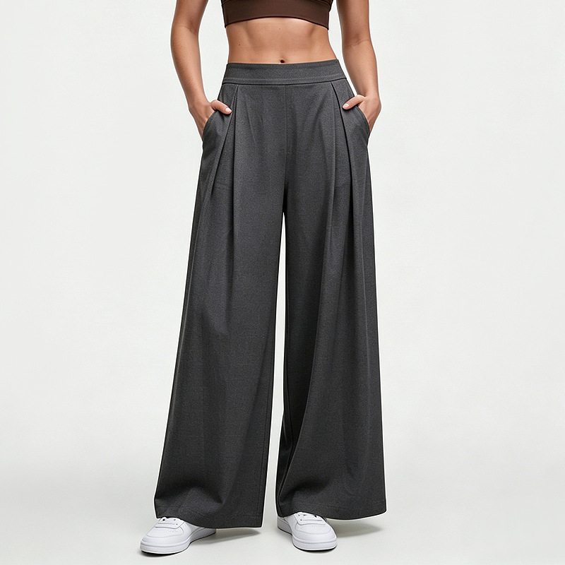 Pantalones deportivos de pierna recta y ancha para mujer, pantalones casuales y versátiles para fitness al aire libre, pantalones de yoga estilo lulu, pantalones largos holgados de 27 pulgadas que estilizan la figura.