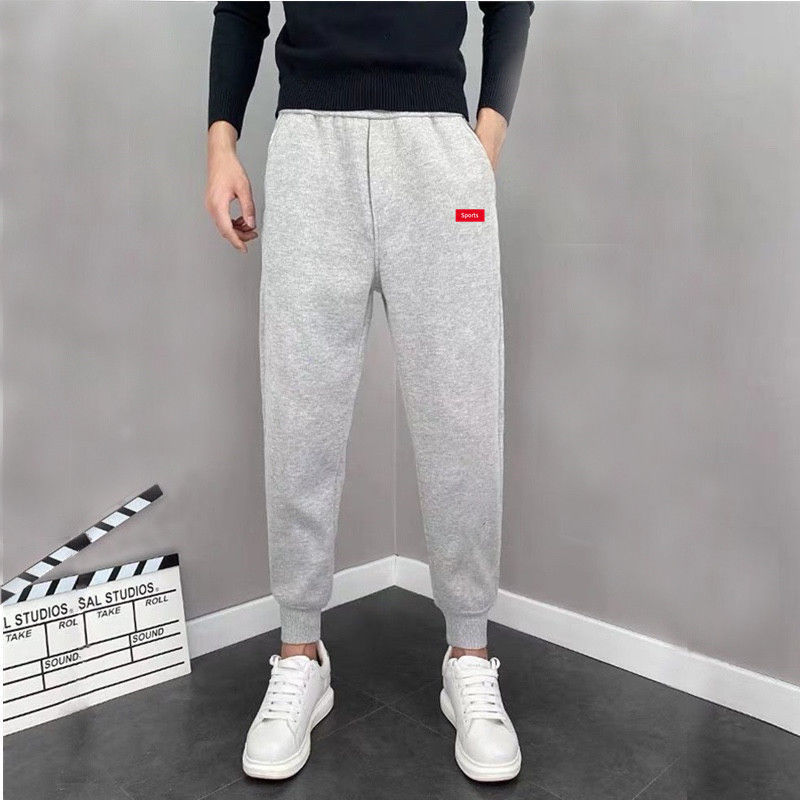 Pantalones casuales de los hombres jóvenes rectos sueltos Pantalones deportivos delgados pantalones atados al tobillo primavera y otoño verano Pantalones de hombre simples