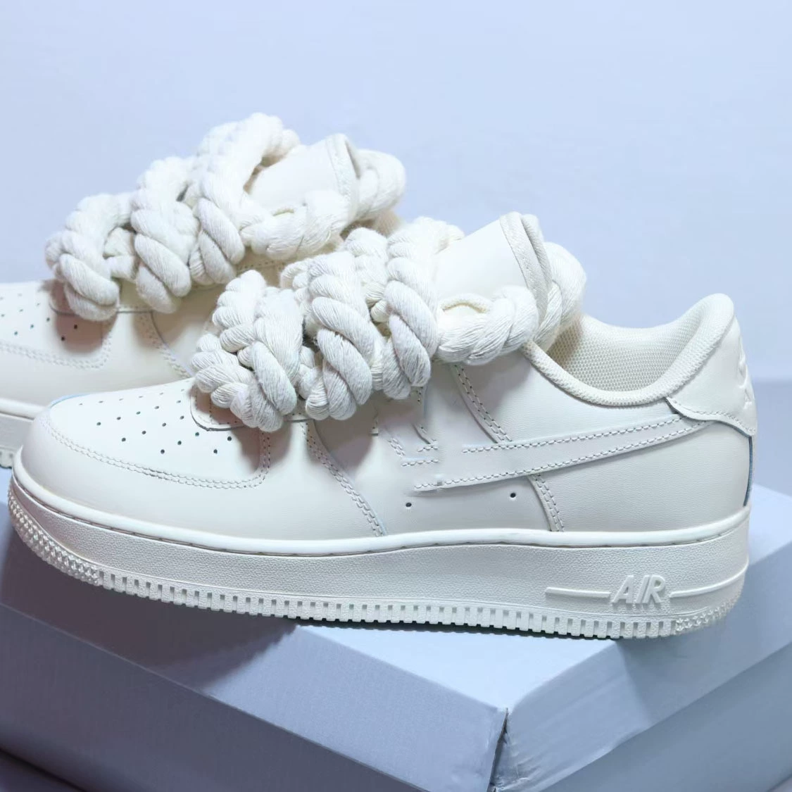 Foreign Trade Air Force1'07Low Thick Shoelaces Air Force One Hemp Fly Low-Top Casual Sports Jogging Shoes for Men and Women