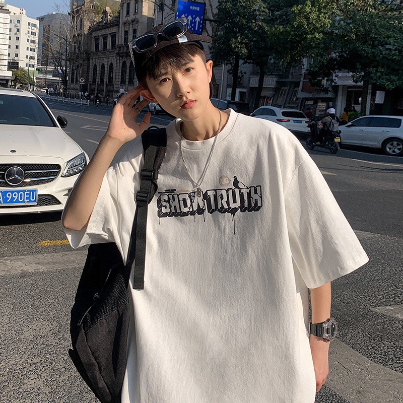 Hong Kong estilo 2023 nueva camiseta de manga corta suelta media manga estilo coreano cuello redondo más tamaño T verano casual top todo a juego