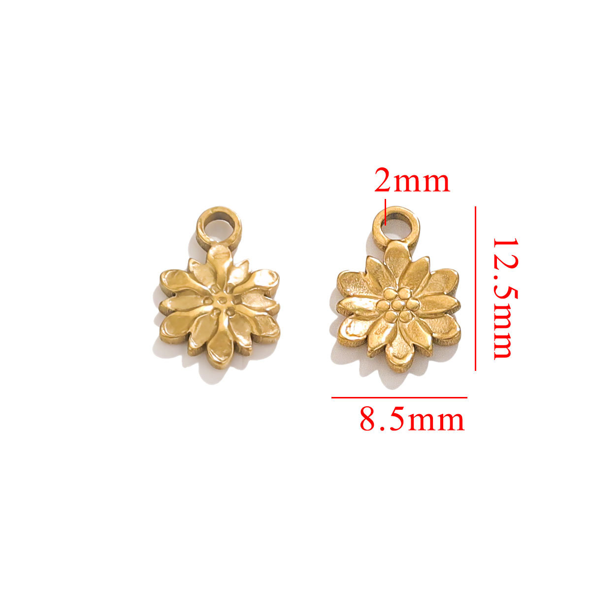 3g Weight Pendant Jewelry Making Type 18K Gold Plated Plating Material Pendant Classification 5 PCS/Package Quantity 304 Stainless Steel Material Sun, Flower Pattern All Seasons Season Plating Design Retro, Classic Style Style 5 PCS/Package 304 Stainless Steel 18K Gold Plated Sun Flower Pendant Pendant 12
