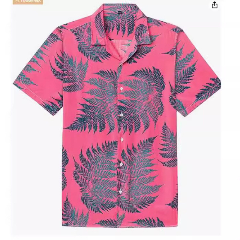 2025 Cross-Border Hot-Selling European and American Men's Shirts 3D Sublimation Color-Blocked Cardigan Short Sleeves Wrinkle-Resistant Breathable Mature Style