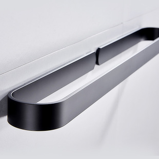 American Style Black Toilet Towel Rack Non-perforated Towel Bar Single Bar Bathroom Towel Ring Bath Towel Rack