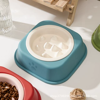 陶瓷护边慢食碗酸奶盒架子猫碗狗碗防噎防打翻宠物碗高颜值易清洗