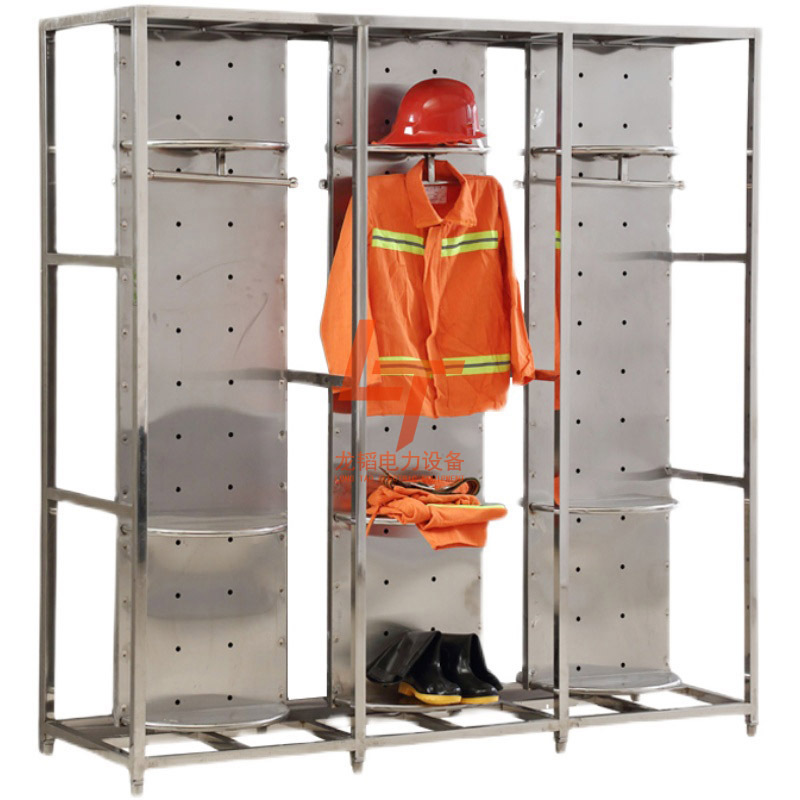 不锈钢消防战斗储备更衣架消防服挂衣架双面旋转紧急救援服架