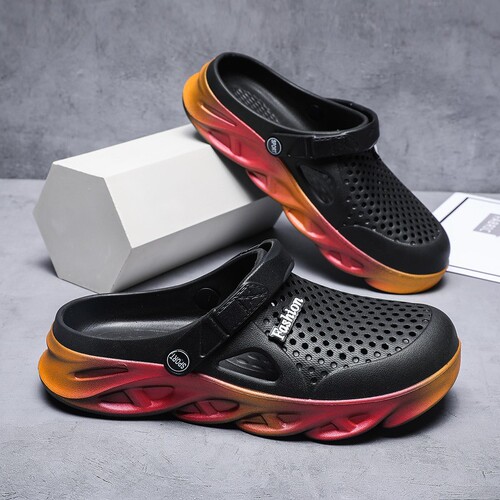High-elastic slippers, men's summer sandals, outdoor hole shoes, women's exterior beach sandals, household semi-drag couples