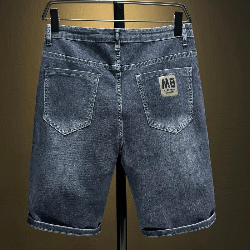 Summer Stylish Thin Denim Shorts 2024 New Men's Shorts Knee-Length Loose Straight Casual Pants