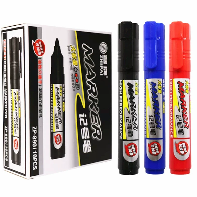 Zhipai 890 marker black oily big head pen does not fade, single head oily pen thick head marker cannot be erased