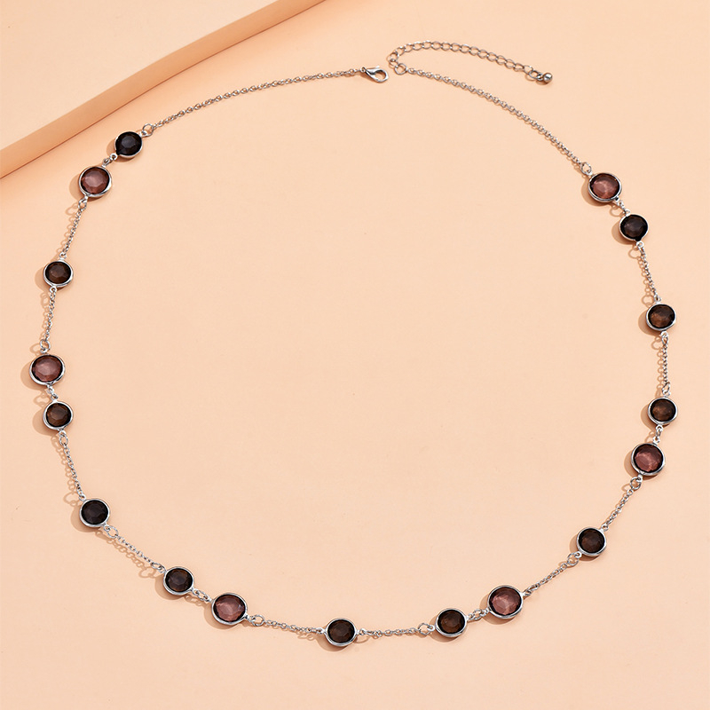 1 Piece Fashion Round Alloy Inlay Glass Bead Womenu0027S Necklace