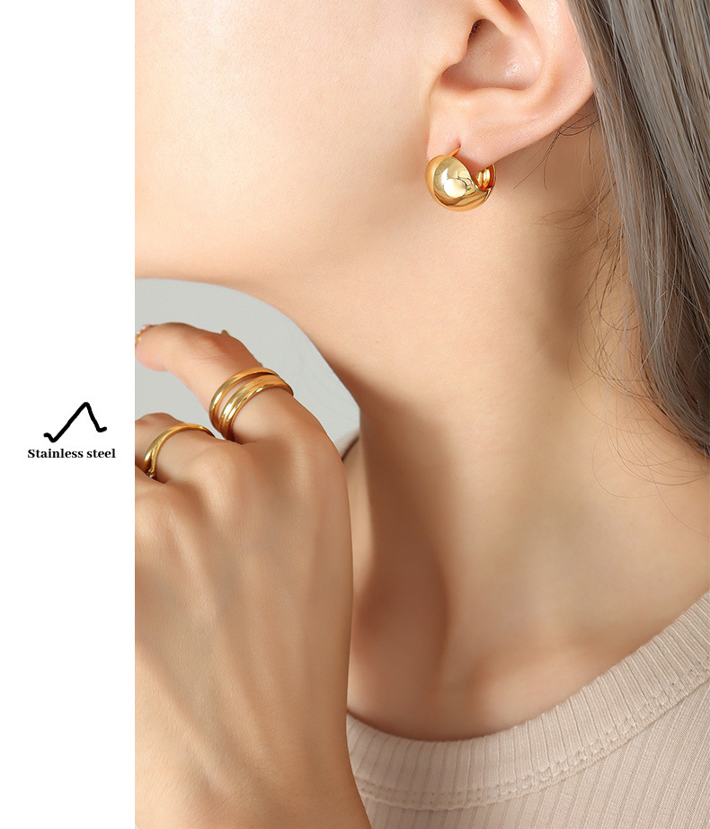 Simple Style Solid Color Titanium Steel Earrings Plating Stainless Steel Earrings