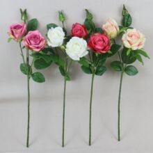 高档轻奢手感保湿玫瑰花仿真花客厅餐桌装饰花三头手感多层玫瑰