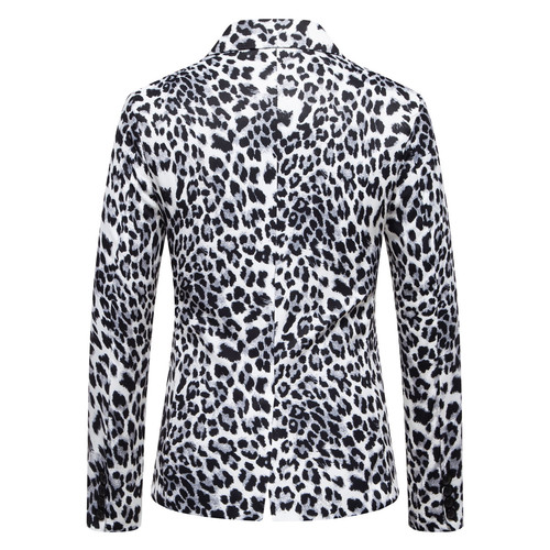 Autumn Western Men's New Single-Breasted Leopard Print Suit Dress Performance Clothes Fashion Jacket