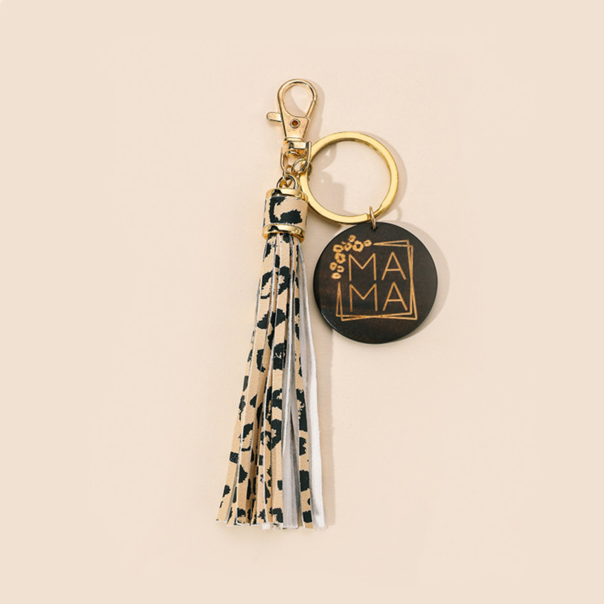 17g Weight Keychain Classification 1 Piece Quantity Casual, Holiday, Daily Occasion Pu Leather Material Mother'S Day Festival Letter, Tassel Pattern Unisex Gender Modern Style Style Modern Style Letter Tassel Pu Leather Mother'S Day Unisex Keychain 18