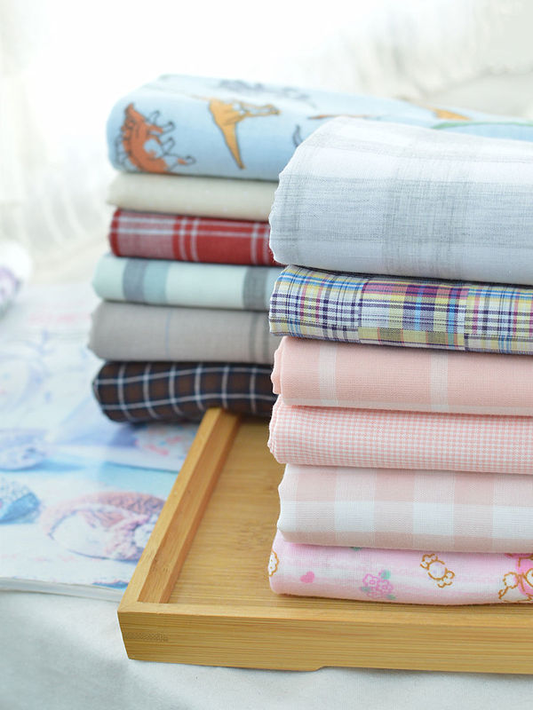 Limited-Time Wholesale Korean Export Ultra-Soft Plaid Double-Layer Pure Cotton Gauze Fabric, Double-Sided Fabric for Shirts, Dresses, and Scarves