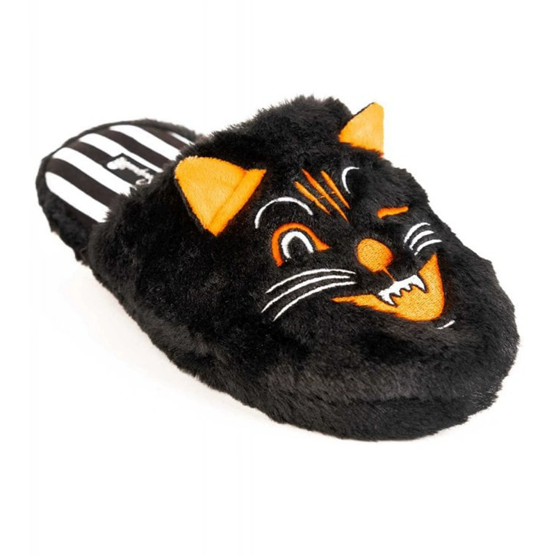 Лучшие продажные ворсистые тапочки Furry Jinx The Cat Slippers на Хэллоуин Furdy Несчастливая кошка тапочка