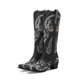 Foreign trade cross-border plus size women's boots embroidered rhinestone thick high heel side zipper high tube ladies fashion western boots 40-43