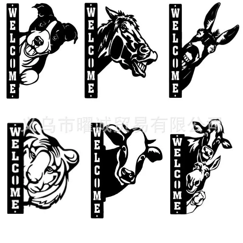 Amazon горячая Распродажа животных двор украшения стены приветственные слова Крупный рогатый скот овцы животное дверная пластина наружное моделирование полая скульптура