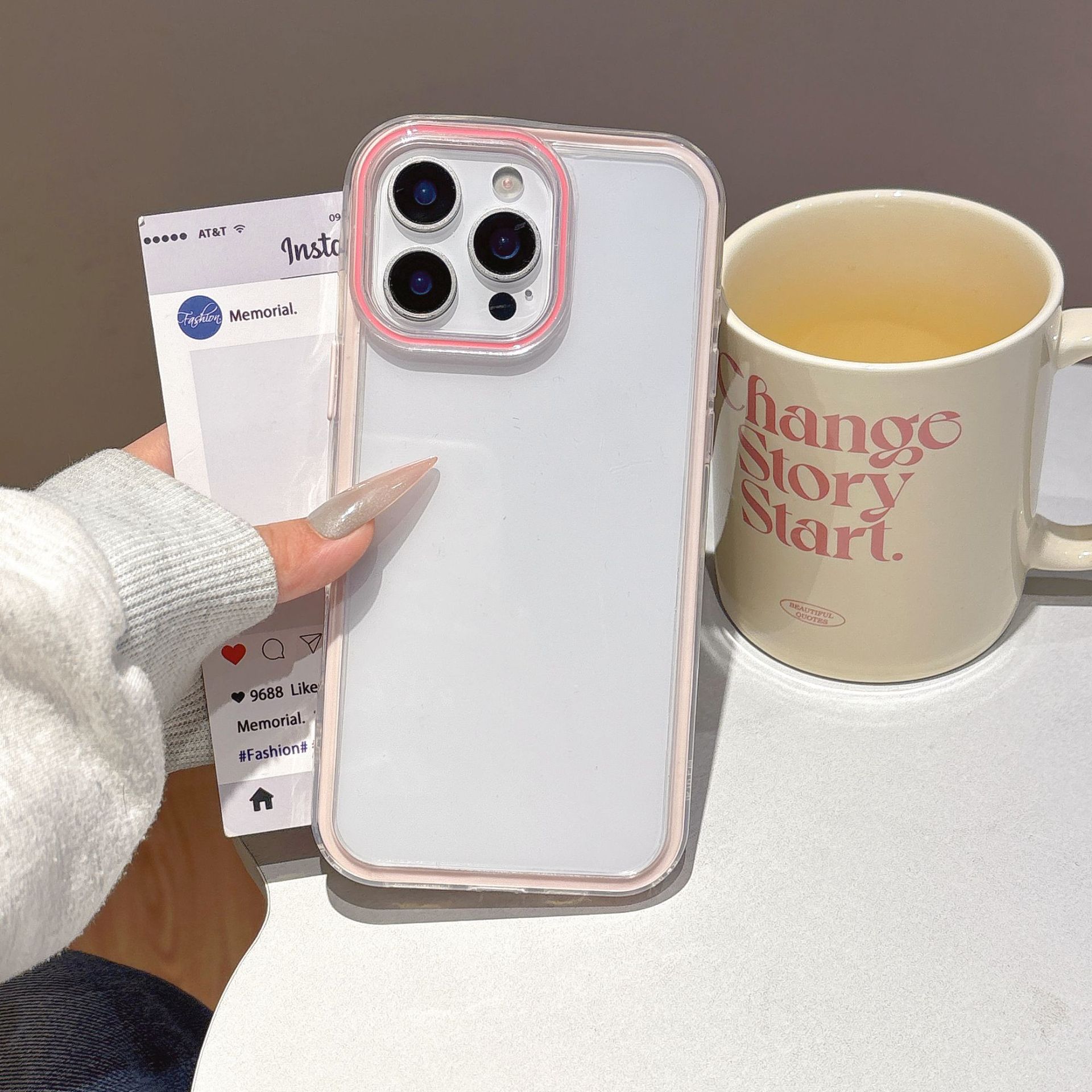 Grooved Acrylic Phone Case With Resin For Iphone 16 Pro Max_voghion.com