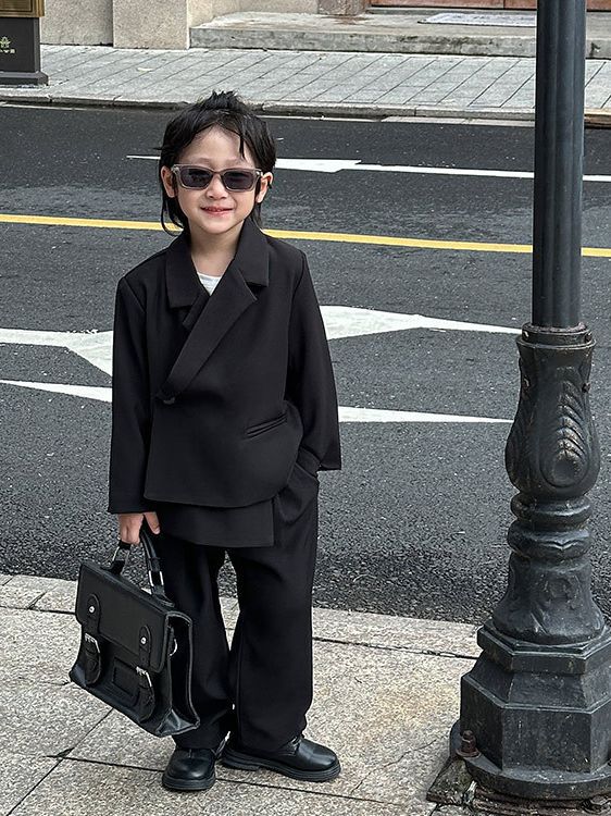 Осенний классический костюм, детский лонгслив подходит для мужчин и женщин, штаны, комплект, детская одежда, в корейском стиле