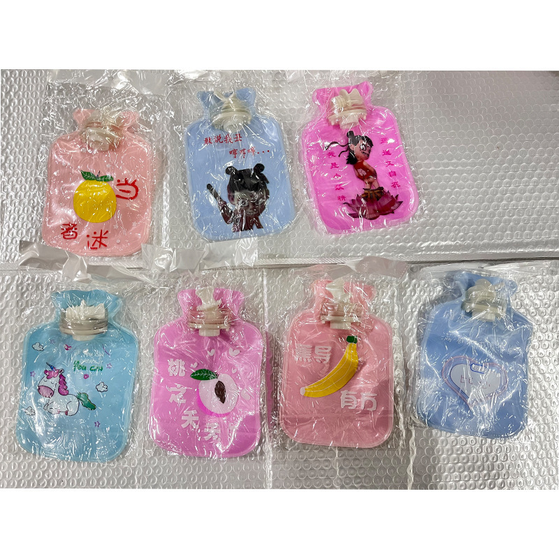 漫画風PVCミニ湯たんぽ、水を入れるタイプのハンドウォーマー、学生用湯たんぽ、子供用パール光沢、保温水注入式|undefined