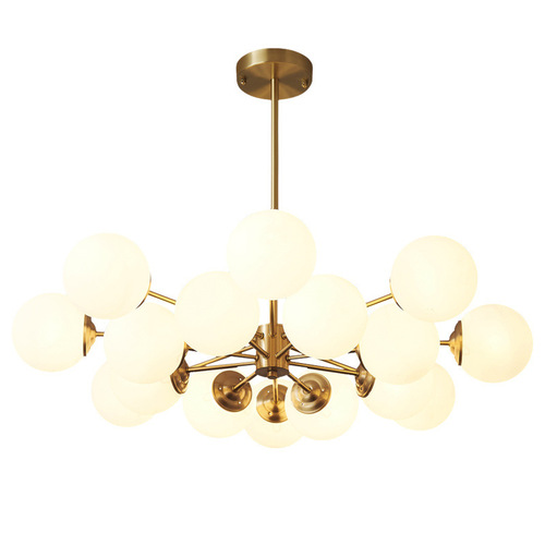 Full Copper Nordic Molecular Pendant Lamp Chandelier Living Room Lamp Designer Creative Personality Postmodern Minimalist Restaurant