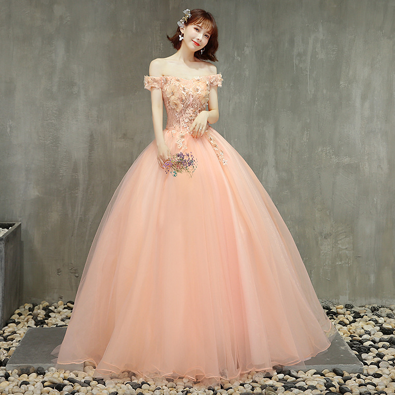 New Arrival Off-Shoulder Stage Solo Student Art Test Performance Costume Tutu Dress Wedding Dress Long Banquet Evening Dress Large Size