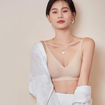 唐格 果冻条真丝无痕文胸 无钢圈软支撑光面内衣薄款高弹力微聚拢