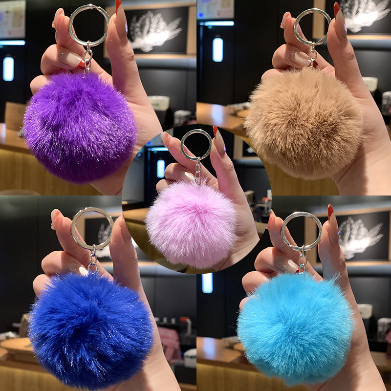 Gran bola de peludo llavero auténtico lindo peludo colgante llave de coche estudiantes pareja regalos colgante al por mayor