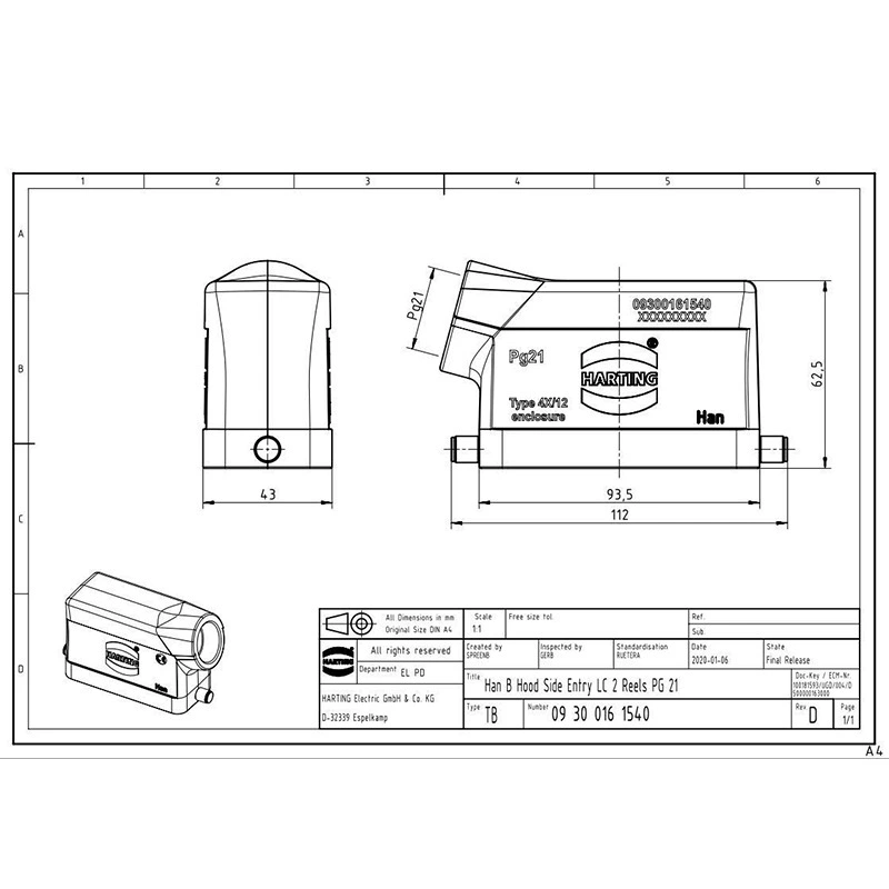 Поставка Spot 09300161540 разъем Harting в Гессен Harting, Германия