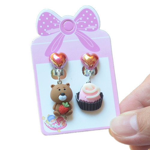 Cute Animal Rainbow Heart Shape Plastic Stoving Varnish Kid's Ear Clips 1 Pair display picture 38