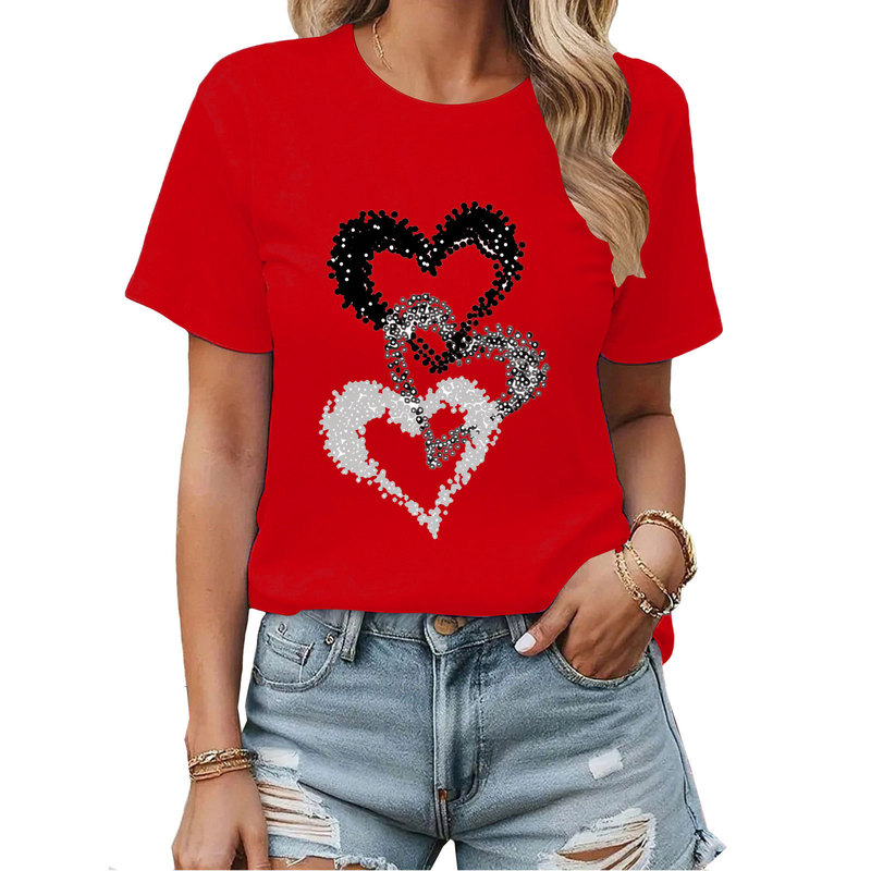Cross-Border European and American 2026 New Year Christmas Women's Fashion Short-Sleeve Couple Style Printed T-Shirt Ins-Style Top Cross-Border European and American 2026 New Year Christmas Women's Fashion Short-Sleeve Couple Style Printed T-Shirt Ins-Style Top