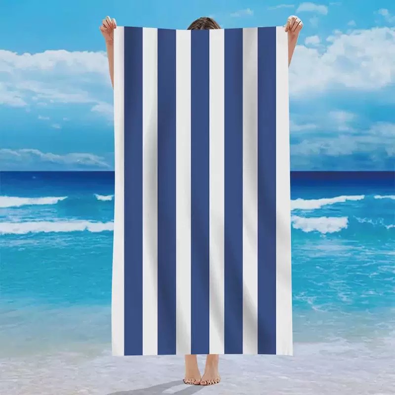 blue beach cotton quick dry bath towel for swimming